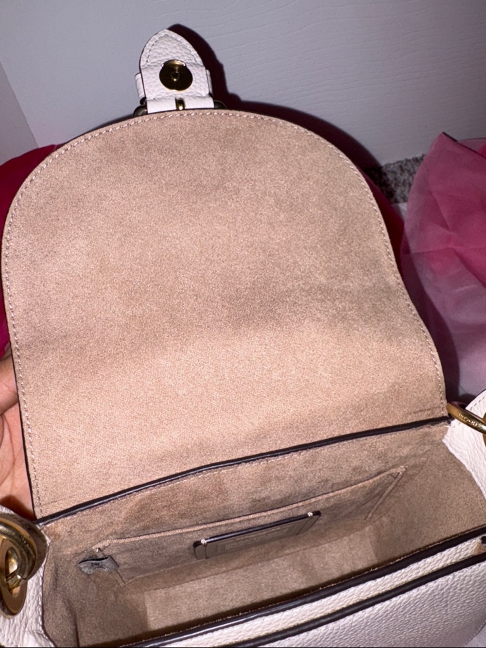 Coach Kleo Cream Pebbled Leather Purse Gold Hardware *FREE COACH ITEM INCLUDED* - Picture 12 of 16